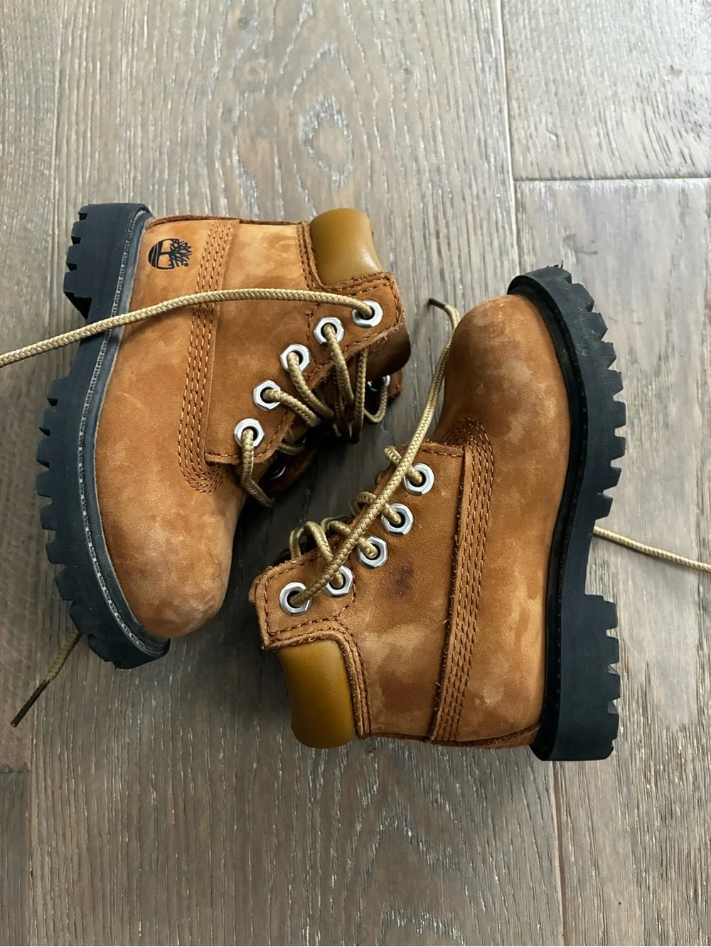Baby Timberlands Medium Brown Nubuck Lace-Up Boots Size 5